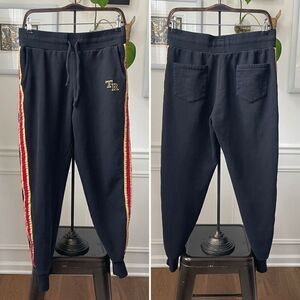 True Religion Women's Black Yellow Red Satin Side Striped Jogging Pants $140 M